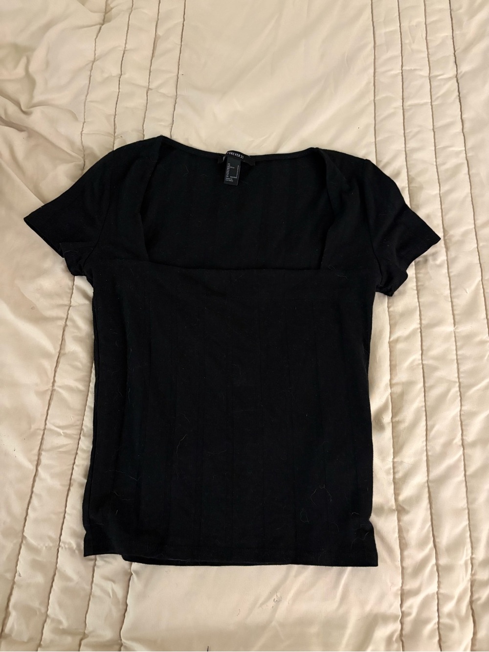 Forever 21 Black Square Neck Short Sleeve Tee
